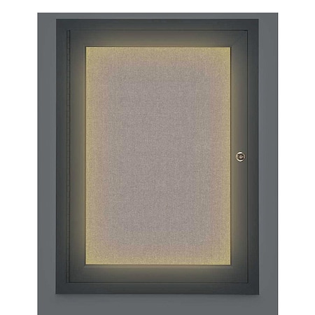 United Visual Products Corkboard, Lghtd, Fbrc, Blk/Prl, 1 Dr, 18x24" UV314ILED-BLACK-PEARL