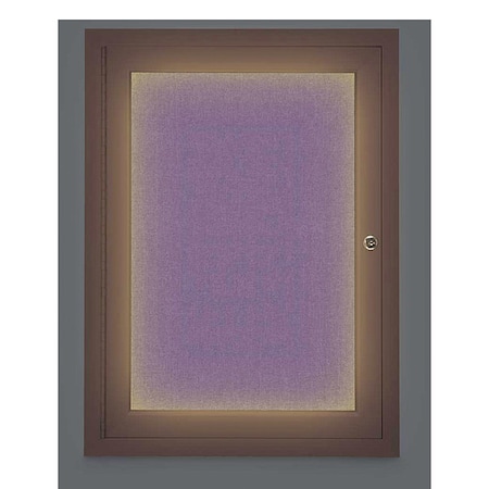 United Visual Products Crkboard, Lght, Fbrc, Brnz/Amth, 1 Dr, 18x24" UV314ILED-BRONZE-AMETHY
