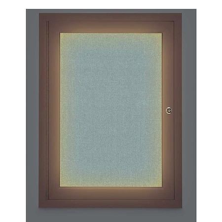 United Visual Products Corkboard, Lght, Fbrc, Brnz/Cld, 1 Dr, 18x24" UV314ILED-BRONZE-CLOUD
