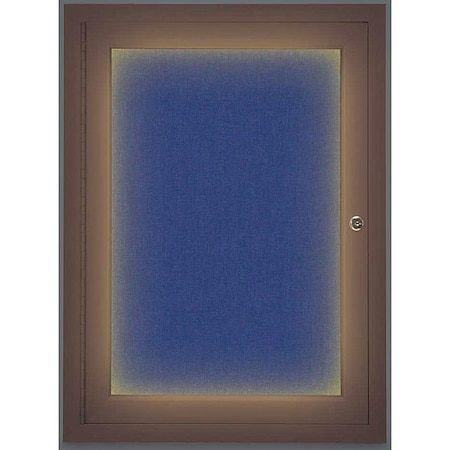 United Visual Products Corkboard, Lighted, Fbrc, Brnz, 1 Dr, 18x24" UV314ILED-BRONZE-COBACC