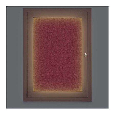 United Visual Products Corkboard, Lighted, Fbrc, Bronz, 1 Dr, 18x24" UV314ILED-BRONZE-DBURGU