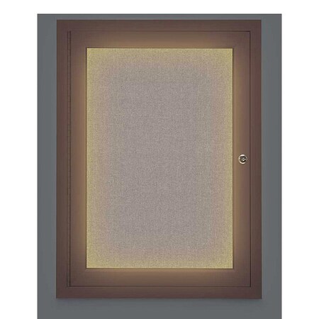 United Visual Products Corkboard, Lighted, Fbrc, Brnz, 1 Dr, 18x24" UV314ILED-BRONZE-PEARL