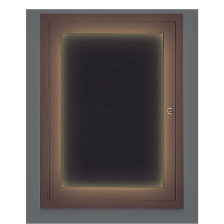 United Visual Products Corkboard, Lghtd, Rubber, Brnze, 1 Dr, 18x24" UV314ILED-BRONZE-RUBBER