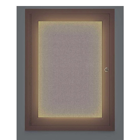 United Visual Products Corkboard, Lightd, Fbrc, Brnz/Surf, 1, 18x24" UV314ILED-BRONZE-SURF