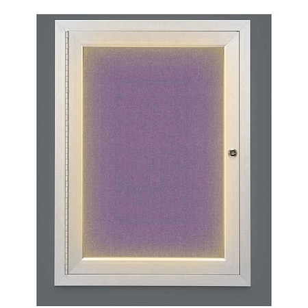 United Visual Products Corkboard, Lght, Fbrc, 1, Satin/Amthy, 18x24" UV314ILED-SATIN-AMETHY