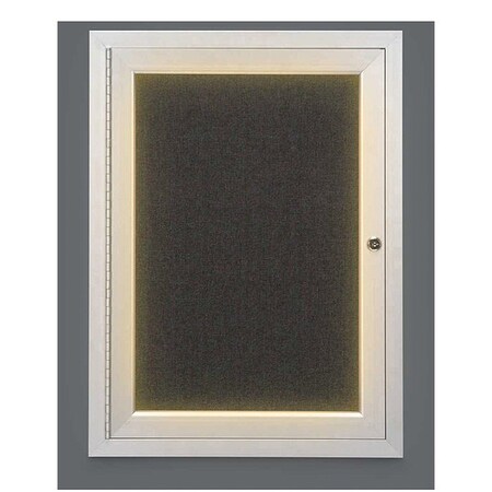 United Visual Products Crkboard, Lght, Fbrc, 1 Dr, Satin/Blk, 18x24" UV314ILED-SATIN-BLACK