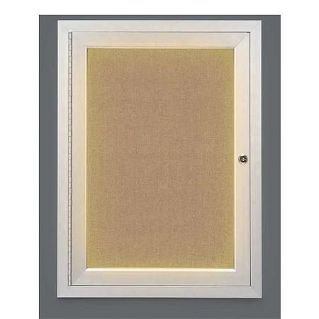 United Visual Products Crkboard, Lght, Fbrc, 1 Dr, Satin/Bff, 18x24" UV314ILED-SATIN-BUFF