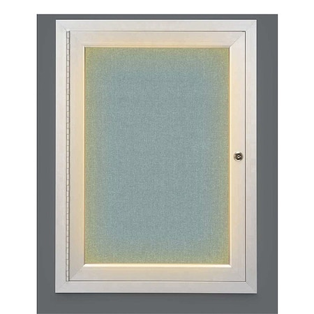 United Visual Products Crkboard, Lght, Fbrc, 1 Dr, Satin/Cld, 18x24" UV314ILED-SATIN-CLOUD