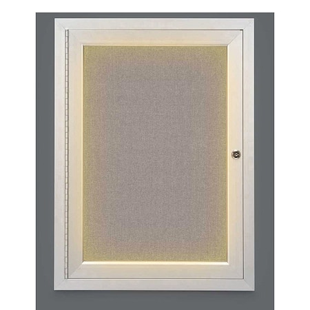 United Visual Products Crkboard, Lght, Fbrc, 1 Dr, Satin/Prl, 18x24" UV314ILED-SATIN-PEARL