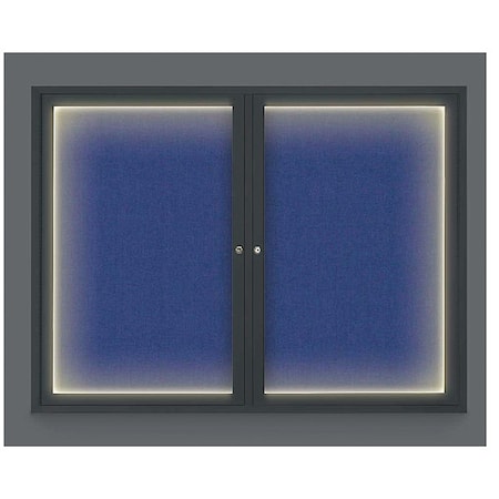 United Visual Products Crkboard, Lght, Fbrc, Blk/Cobac, 2 Dr, 42x32" UV316ILED-BLACK-COBACC