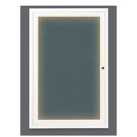 United Visual Products Corkboard, Lghtd, Fbrc, Wht/Blu, 1 Dr, 24x36" UV315ILED-WHITE-BLSPRU
