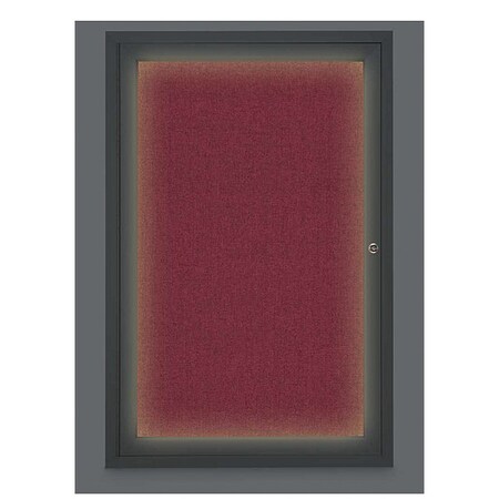 United Visual Products Corkboard, Lght, Fbrc, Blk/Burg, 1 Dr, 24x36" UV315ILED-BLACK-DBURGU