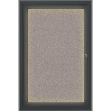 United Visual Products Corkboard, Lghtd, Fbrc, Blk/Prl, 1 Dr, 24x36" UV315ILED-BLACK-PEARL