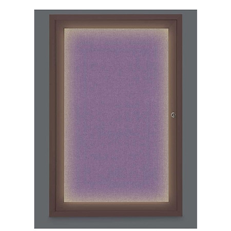 United Visual Products Corkboard, Lighted, Fbrc, Brnze, 1 Dr, 24x36" UV315ILED-BRONZE-AMETHY