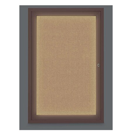 United Visual Products Corkboard, Lightd, Fbrc, Brnz/Buff, 1, 24x36" UV315ILED-BRONZE-BUFF