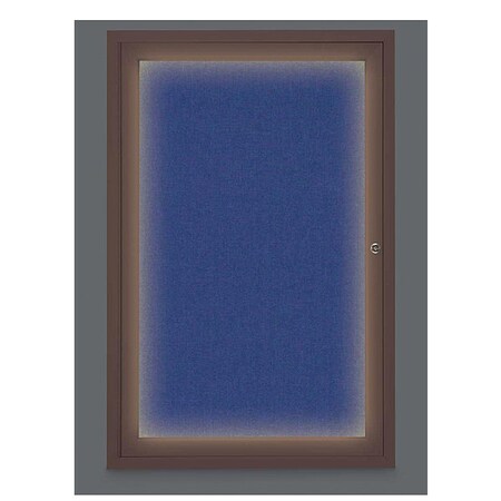 United Visual Products Corkboard, Lighted, Fbrc, Brnz, 1 Dr, 24x36" UV315ILED-BRONZE-COBACC