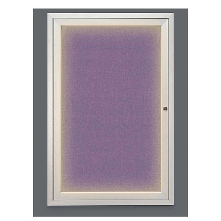 United Visual Products Corkboard, Lght, Fbrc, 1, Satin/Amthy, 24x36" UV315ILED-SATIN-AMETHY
