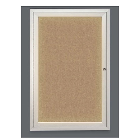 United Visual Products Crkboard, Lght, Fbrc, 1 Dr, Satin/Bff, 24x36" UV315ILED-SATIN-BUFF