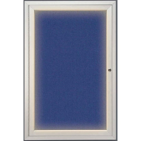 United Visual Products Crkboard, Lght, Fbrc, 1 Dr, Stn/Cobcc, 24x36" UV315ILED-SATIN-COBACC