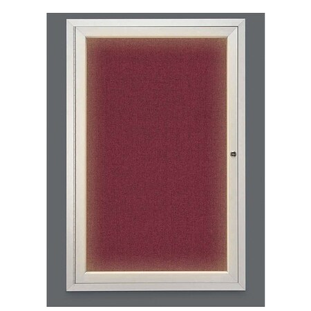 United Visual Products Crkboard, Lght, Fbrc, 1 Dr, Satin/Brg, 24x36" UV315ILED-SATIN-DBURGU