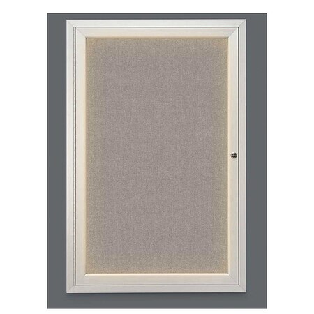 United Visual Products Crkboard, Lght, Fbrc, 1 Dr, Satin/Prl, 24x36" UV315ILED-SATIN-PEARL