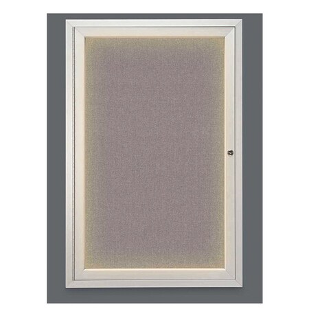 United Visual Products Crkboard, Lght, Fbrc, 1 Dr, Satin/Srf, 24x36" UV315ILED-SATIN-SURF