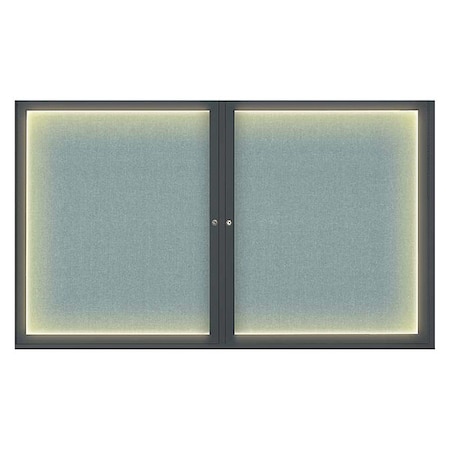 United Visual Products Corkboard, Lghtd, Fbrc, Blk/Cld, 2 Dr, 60x36" UV317ILED-BLACK-CLOUD