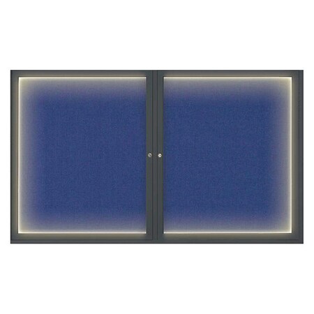 United Visual Products Crkboard, Lght, Fbrc, Blk/Cobac, 2 Dr, 60x36" UV317ILED-BLACK-COBACC