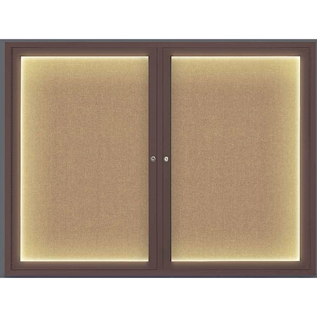United Visual Products Corkboard, Lightd, Fbrc, Brnz/Buff, 2, 42x32" UV316ILED-BRONZE-BUFF