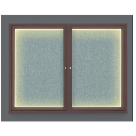 United Visual Products Corkboard, Lght, Fbrc, Brnz/Cld, 2 Dr, 42x32" UV316ILED-BRONZE-CLOUD