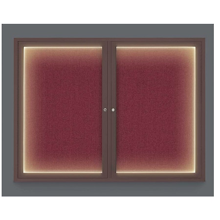 United Visual Products Crkboard, Lght, Fbrc, Brnz/Burg, 2 Dr, 42x32" UV316ILED-BRONZE-DBURGU