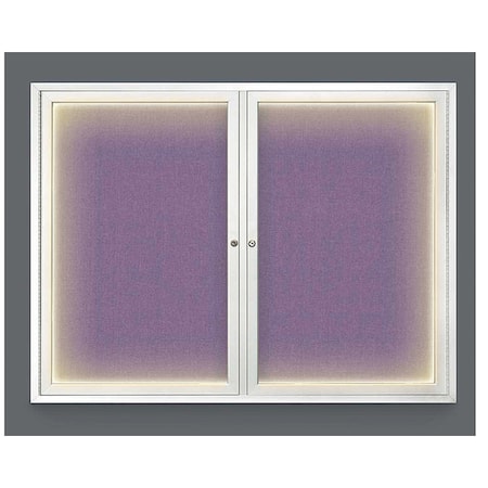 United Visual Products Corkboard, Lght, Fbrc, 2, Satin/Amthy, 42x32" UV316ILED-SATIN-AMETHY