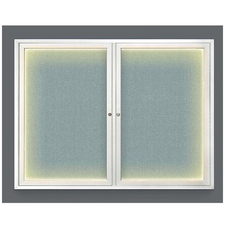 United Visual Products Crkboard, Lght, Fbrc, 2 Dr, Satin/Cld, 42x32" UV316ILED-SATIN-CLOUD