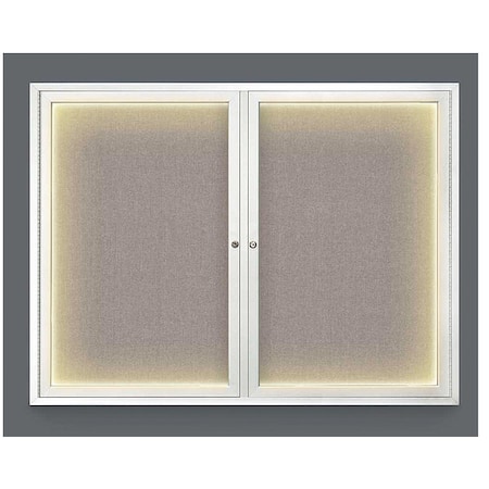 United Visual Products Crkboard, Lght, Fbrc, 2 Dr, Satin/Prl, 42x32" UV316ILED-SATIN-PEARL
