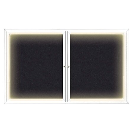 United Visual Products Corkboard, Lighted, Wht, Rubber, 2 Dr, 60x36" UV317ILED-WHITE-RUBBER