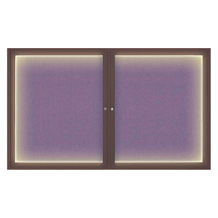 United Visual Products Crkboard, Lght, Fbrc, Brnz/Amth, 2 Dr, 60x36" UV317ILED-BRONZE-AMETHY