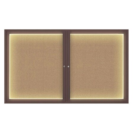 United Visual Products Corkboard, Lightd, Fbrc, Brnz/Buff, 2, 60x36" UV317ILED-BRONZE-BUFF