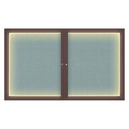 United Visual Products Corkboard, Lght, Fbrc, Brnz/Cld, 2 Dr, 60x36" UV317ILED-BRONZE-CLOUD
