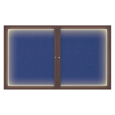 United Visual Products Corkboard, Lghtd, Fbrc, Brnz/Cobcc, 2, 60x36" UV317ILED-BRONZE-COBACC