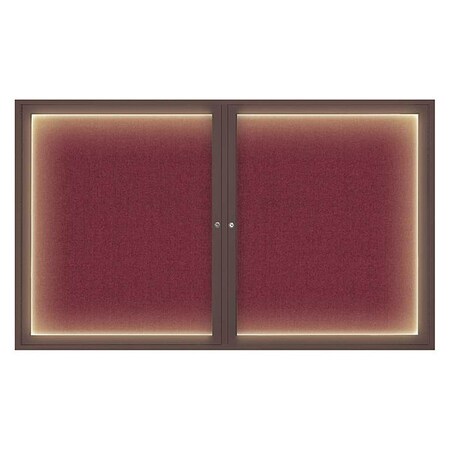 United Visual Products Crkboard, Lght, Fbrc, Brnz/Burg, 2 Dr, 60x36" UV317ILED-BRONZE-DBURGU