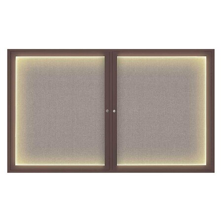 United Visual Products Corkboard, Lght, Fbrc, Brnz/Prl, 2 Dr, 60x36" UV317ILED-BRONZE-PEARL