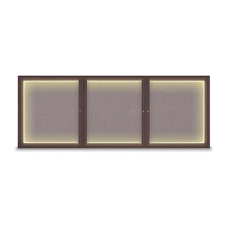 United Visual Products Crkboard, Lght, Fbrc, Brnz/Surf, 3 Dr, 96x36" UV306ILED5-BRONZE-SURF