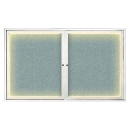United Visual Products Crkboard, Lght, Fbrc, 2 Dr, Satin/Cld, 60x36" UV317ILED-SATIN-CLOUD