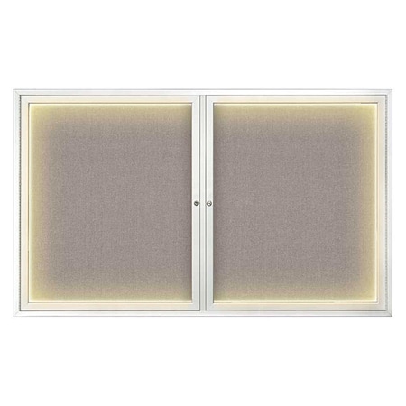 United Visual Products Crkboard, Lght, Fbrc, 2 Dr, Satin/Prl, 60x36" UV317ILED-SATIN-PEARL