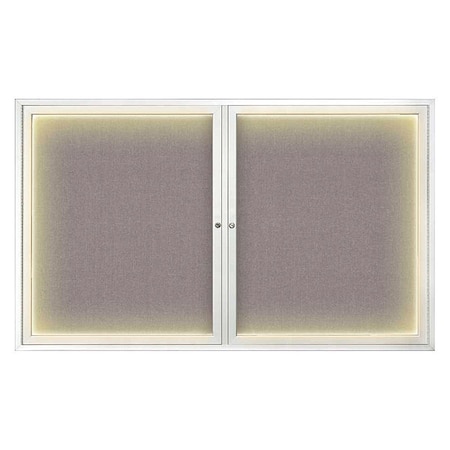 United Visual Products Crkboard, Lght, Fbrc, 2 Dr, Satin/Srf, 60x36" UV317ILED-SATIN-SURF