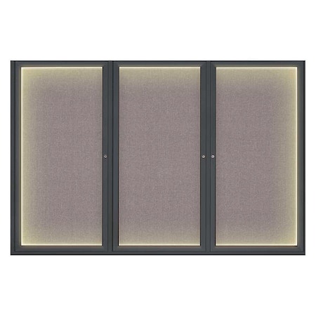 United Visual Products Corkboard, Lght, Fbrc, Blk/Surf, 3 Dr, 72x48" UV319ILED-BLACK-SURF