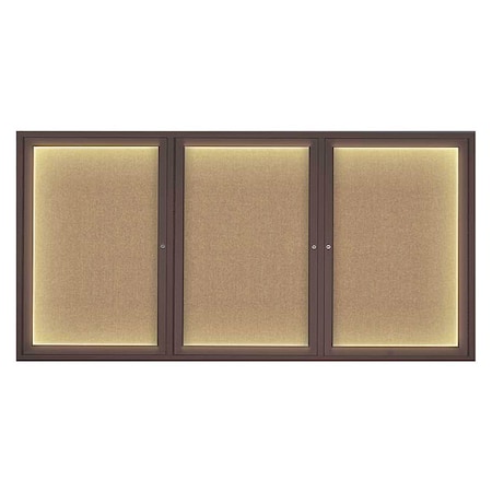 United Visual Products Corkboard, Lightd, Fbrc, Brnz/Buff, 3, 72x36" UV318ILED-BRONZE-BUFF