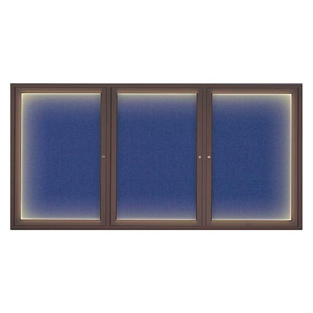 United Visual Products Corkboard, Lghtd, Fbrc, Brnz/Cobcc, 3, 72x36" UV318ILED-BRONZE-COBACC