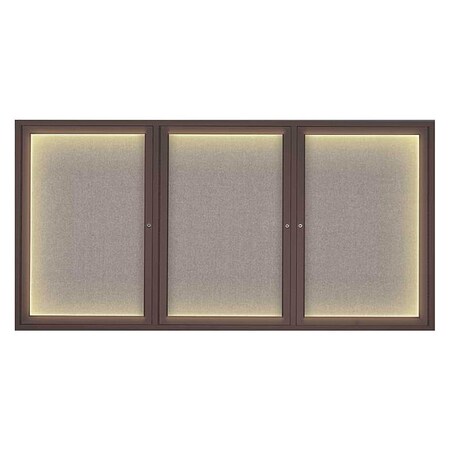 United Visual Products Corkboard, Lght, Fbrc, Brnz/Prl, 3 Dr, 72x36" UV318ILED-BRONZE-PEARL
