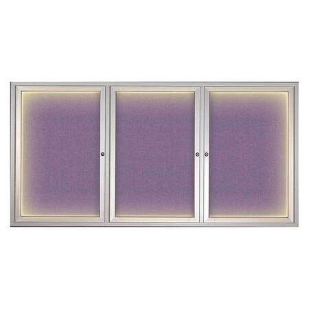 United Visual Products Corkboard, Lght, Fbrc, 3, Satin/Amthy, 72x36" UV318ILED-SATIN-AMETHY